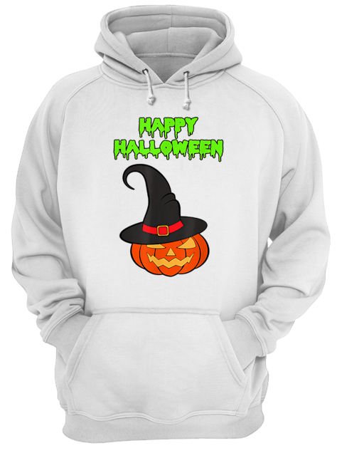Scary Happy Halloween Pumpkin Witch Hat Unisex Hoodie
