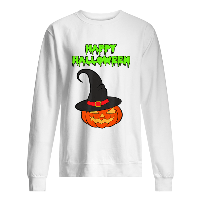Scary Happy Halloween Pumpkin Witch Hat Unisex Sweatshirt