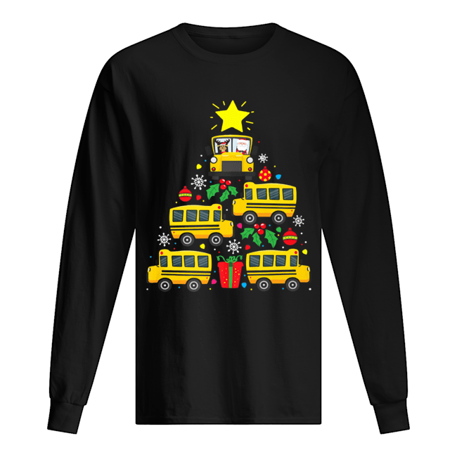 School Bus Driver Christmas Tree Shirt Long Sleeved T-shirt 