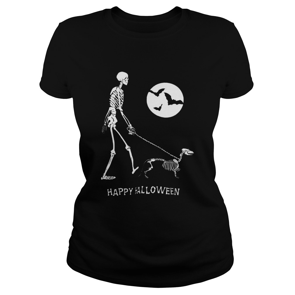 Skeleton Corgi under moon light happy Halloween Classic Ladies