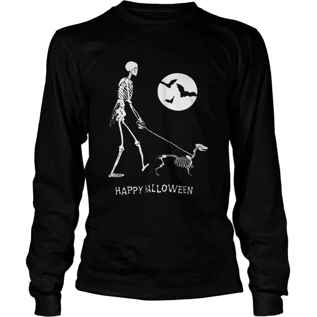 Skeleton Corgi under moon light happy Halloween LongSleeve