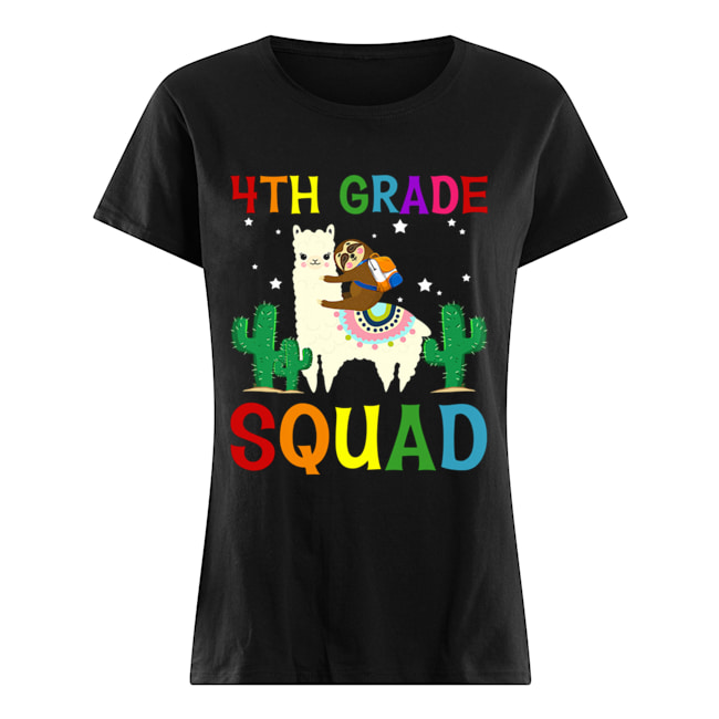 Sloth Riding Llama 4th Grade Squad Back To School T-Shirt Classic Women's T-shirt