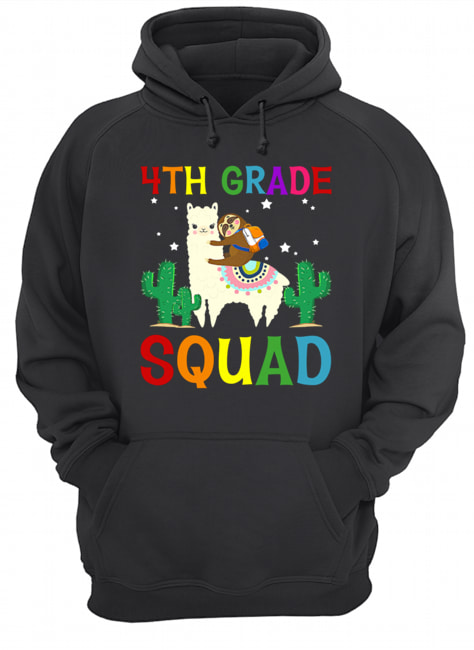 Sloth Riding Llama 4th Grade Squad Back To School T-Shirt Unisex Hoodie
