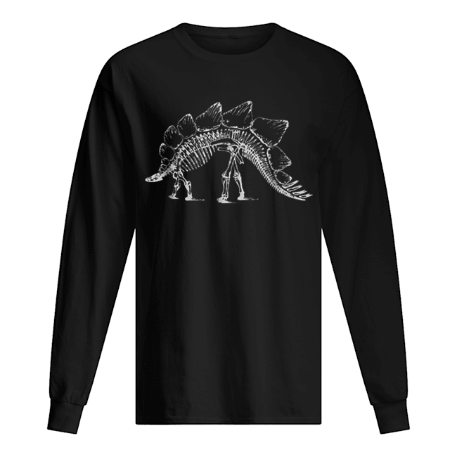 Stegosaurus Dinosaur Skeleton Fossil Dino Bones Tee Long Sleeved T-shirt 