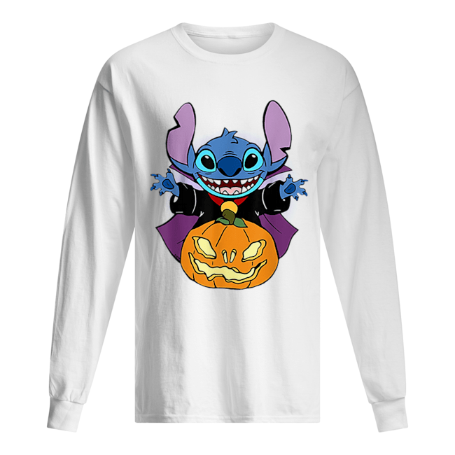 Stitch And Pumpkin Halloween Long Sleeved T-shirt 