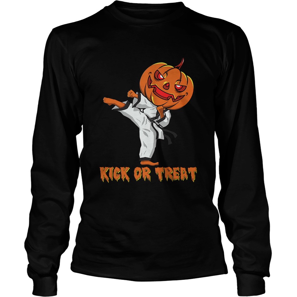 Taekwondo Kick Or Treat Pumpkin Halloween Shirt LongSleeve