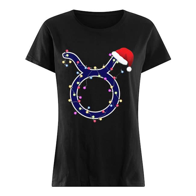 Taurus Zodiac Sign In Christmas Lights And Santa’s Hat T-Shirt Classic Women's T-shirt