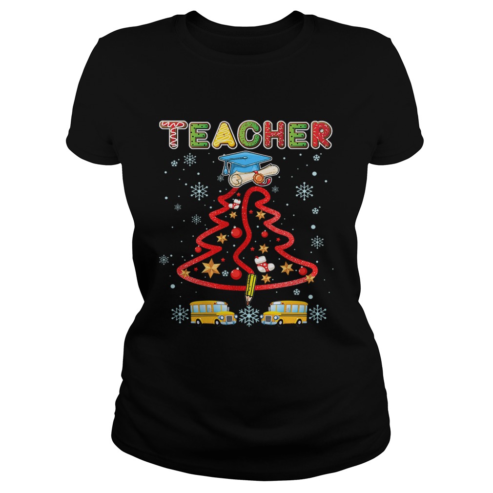 Teacher Christmas Tree Merry Xmas Gift TShirt Classic Ladies