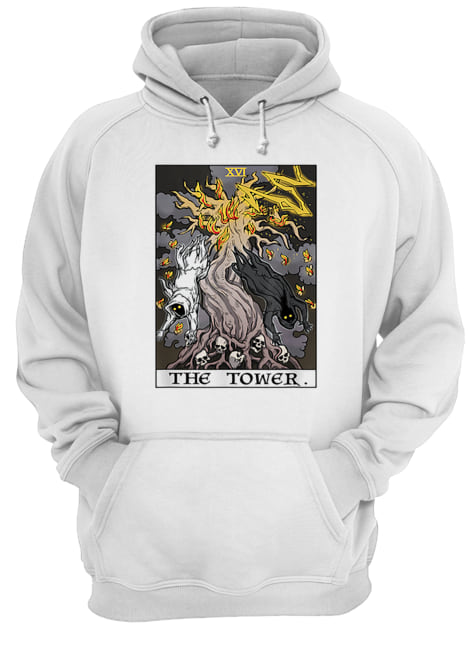 The Tower Tarot Card Halloween Tree of Life Goth Witch Gift Unisex Hoodie