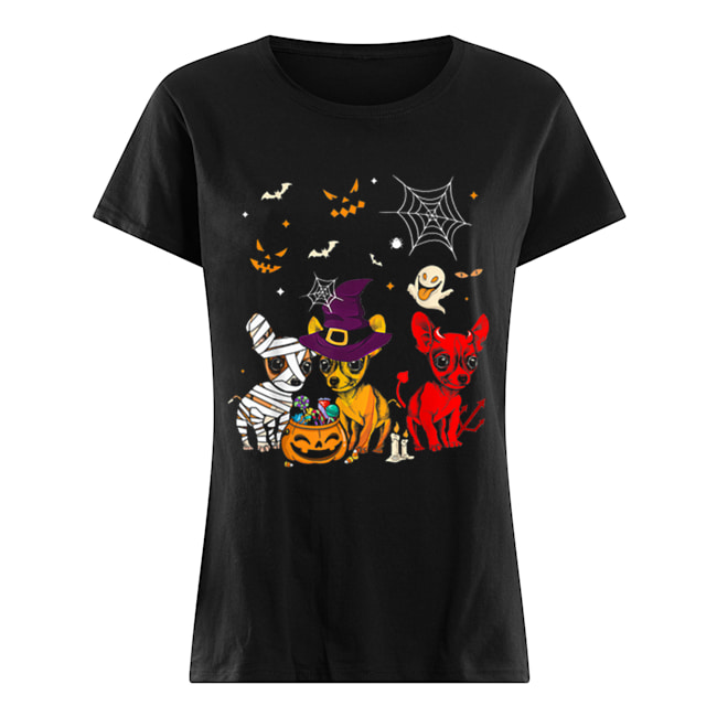 Three Chihuahuas Funny Halloween Gift For Women Classic Women's T-shirt