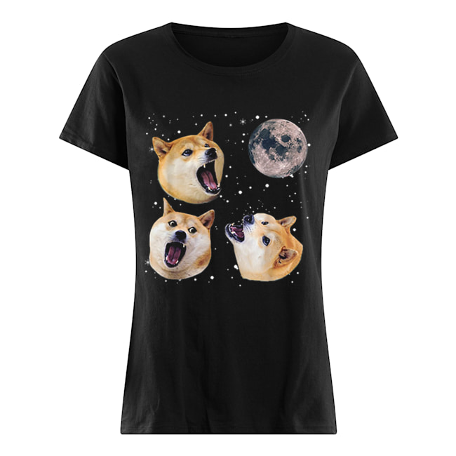 Three Doge Meme Night Howling at the Moon Christmas Classic Women's T-shirt