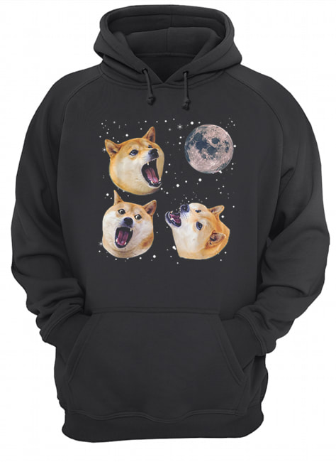 Three Doge Meme Night Howling at the Moon Christmas Unisex Hoodie
