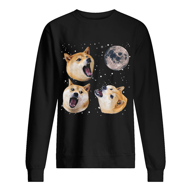 Three Doge Meme Night Howling at the Moon Christmas Unisex Sweatshirt