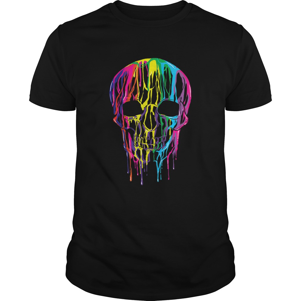 Top Colorful Melting Skull Halloween Kids Art Graphic shirt