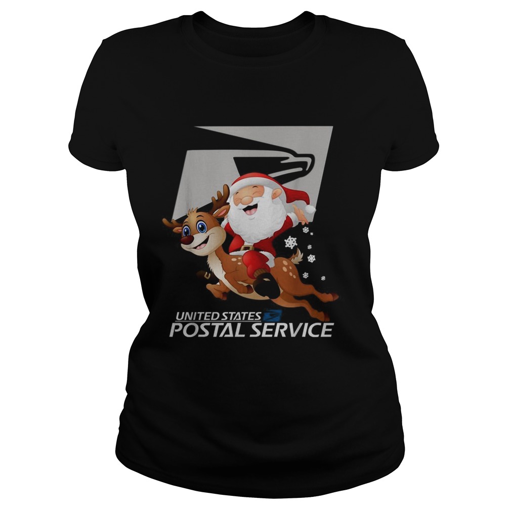 United States Postal Service Santa Claus riding Reindeer Christmas Classic Ladies