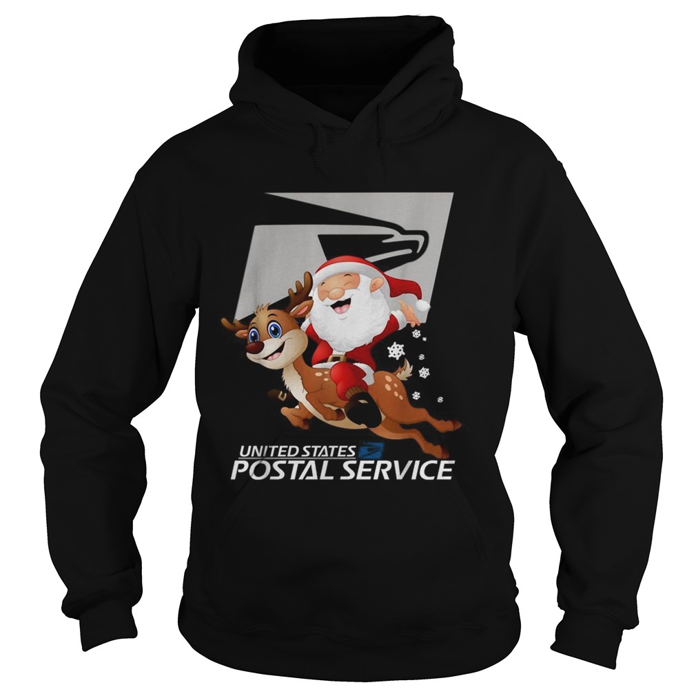 United States Postal Service Santa Claus riding Reindeer Christmas Hoodie