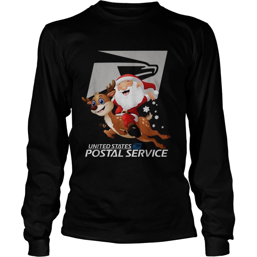 United States Postal Service Santa Claus riding Reindeer Christmas LongSleeve