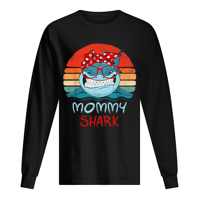 Vintage Retro Mommy Sharks Glasses Shirt Long Sleeved T-shirt 