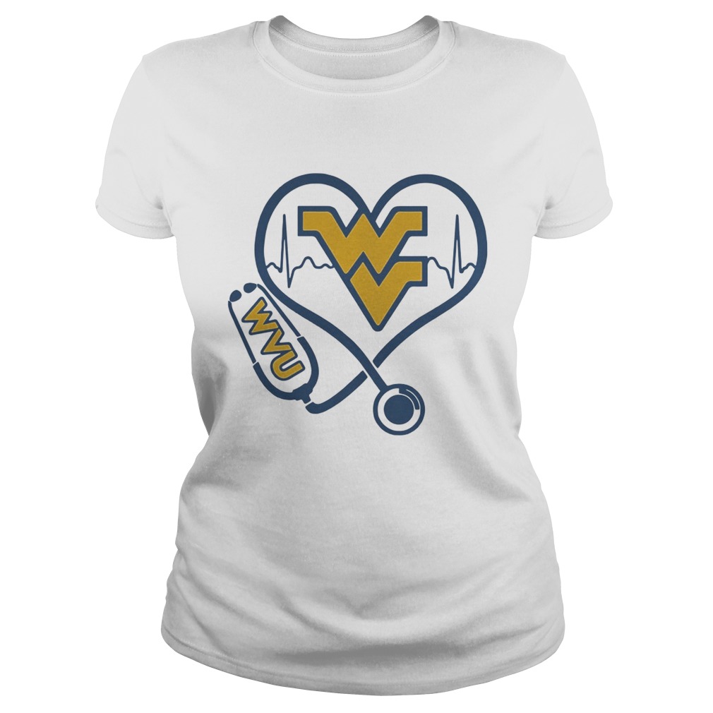 West Virginia Mountaineers football nurse stethoscope love heartbeat Classic Ladies