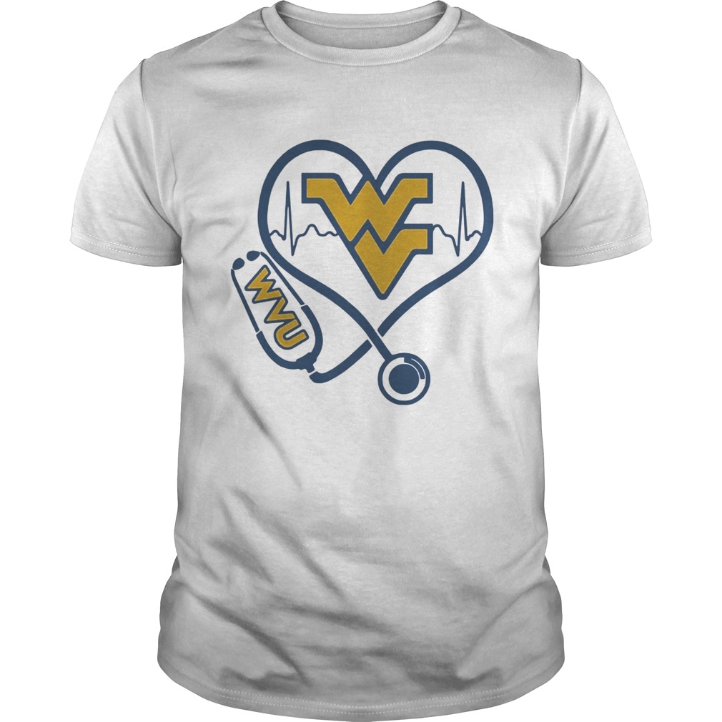 West Virginia Mountaineers football nurse stethoscope love heartbeat shirt