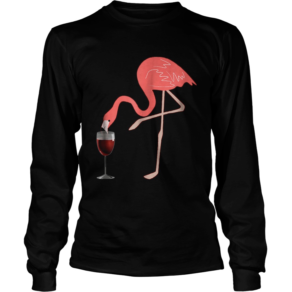Wine Lovers Pink Flamingo Fun Party TShirt LongSleeve