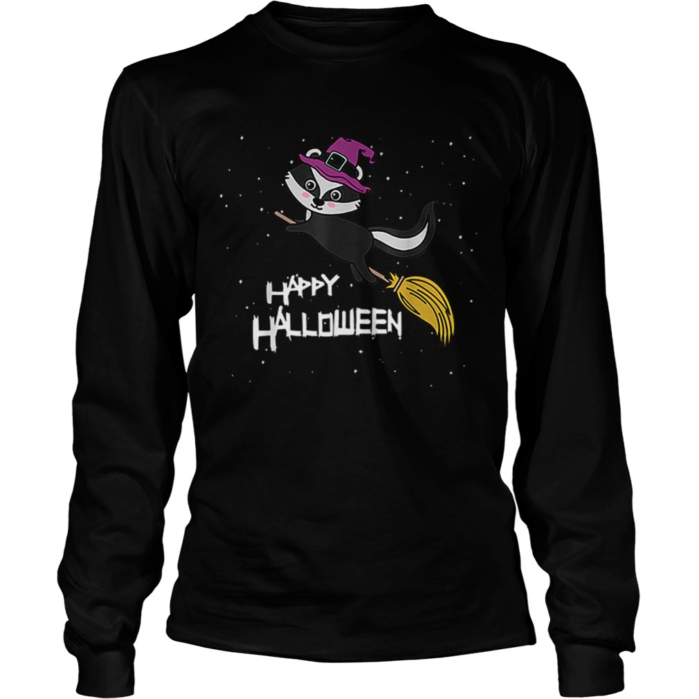 Witch Skunk Flying Broomstick Costume Cute Halloween Gift LongSleeve