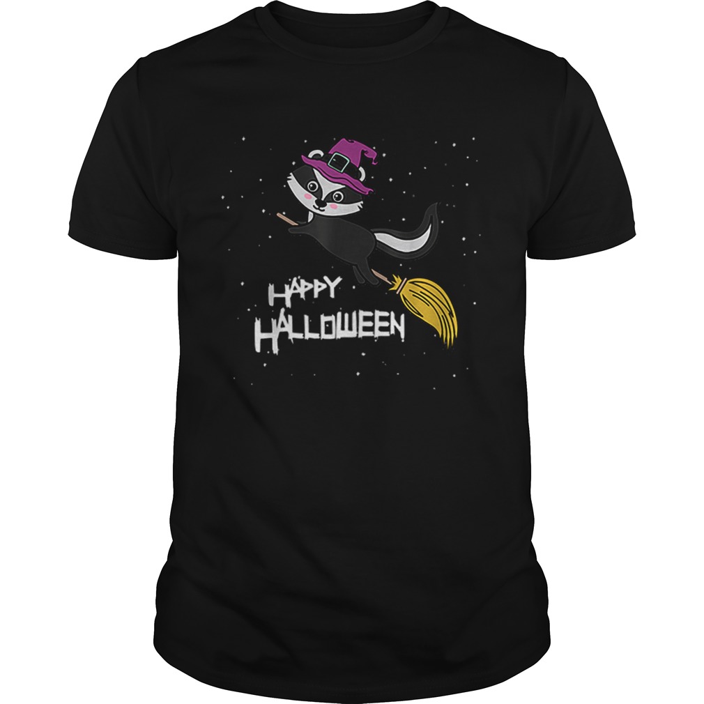 Witch Skunk Flying Broomstick Costume Cute Halloween Gift shirt