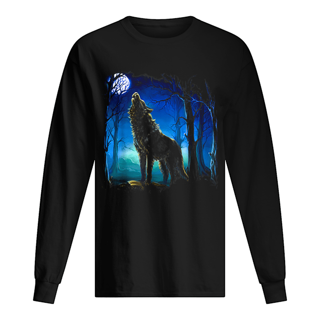 Wolf galaxy Moon Long Sleeved T-shirt 
