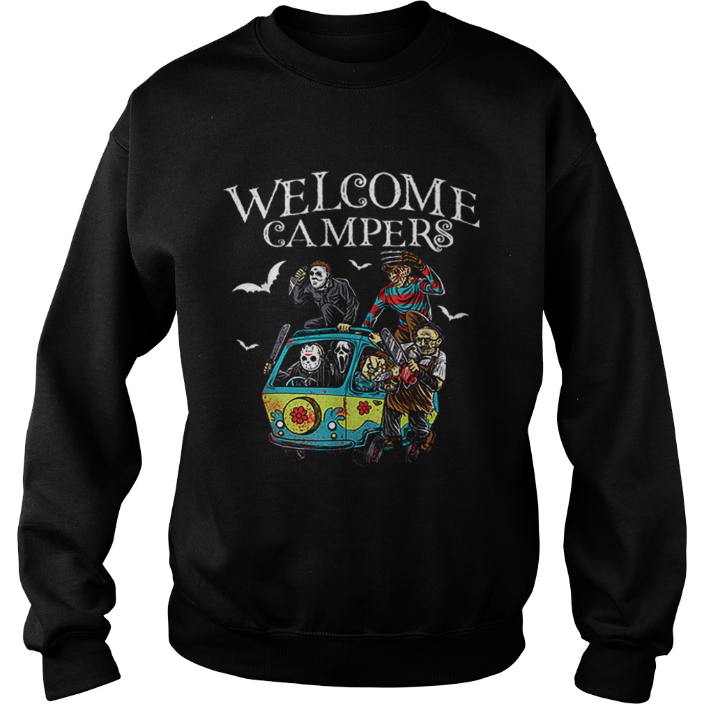 welcome campers funny camping 80s Horror Movie Sweatshirt
