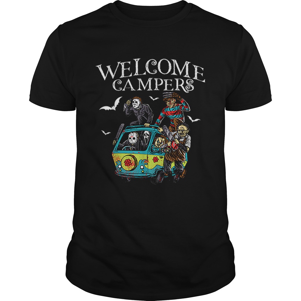 welcome campers funny camping 80s Horror Movie shirt