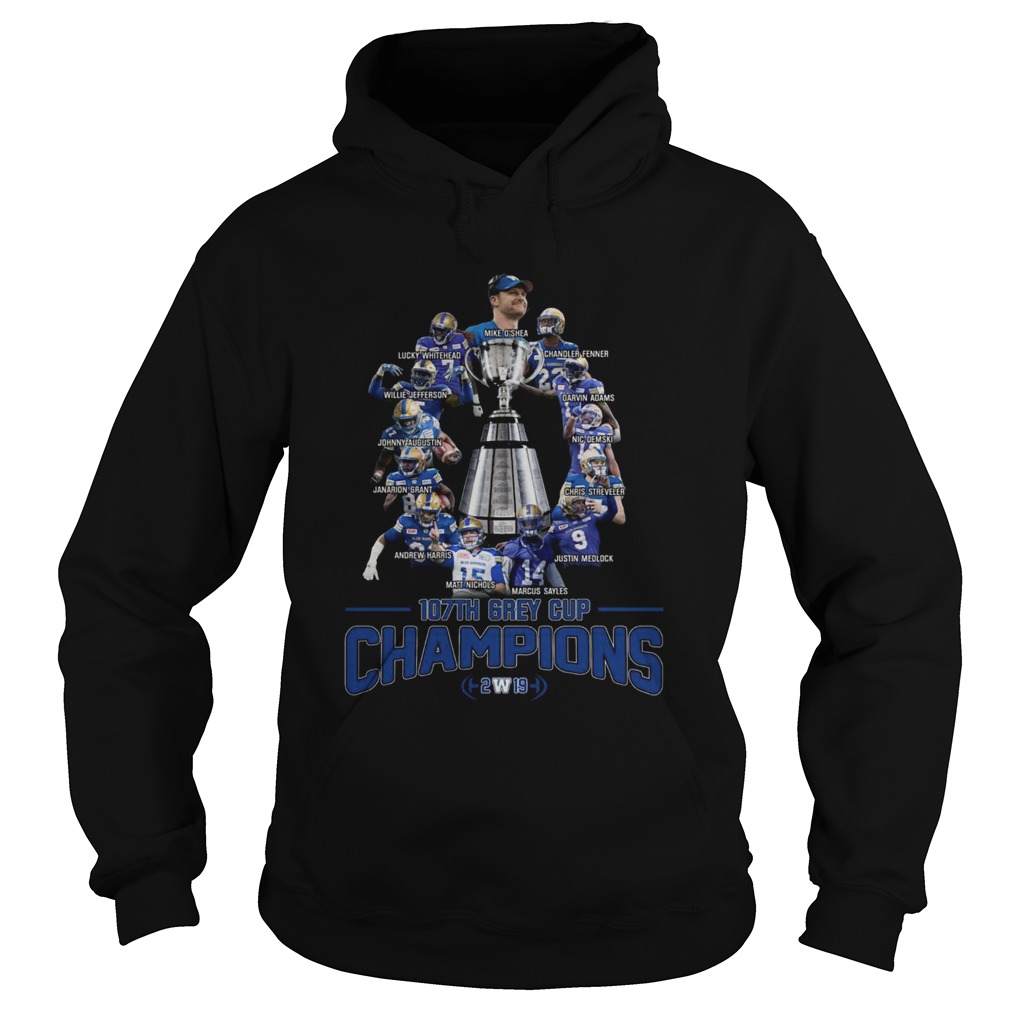 107th Grey Cup Blue Bombers Players Champions 2019 Hoodie
