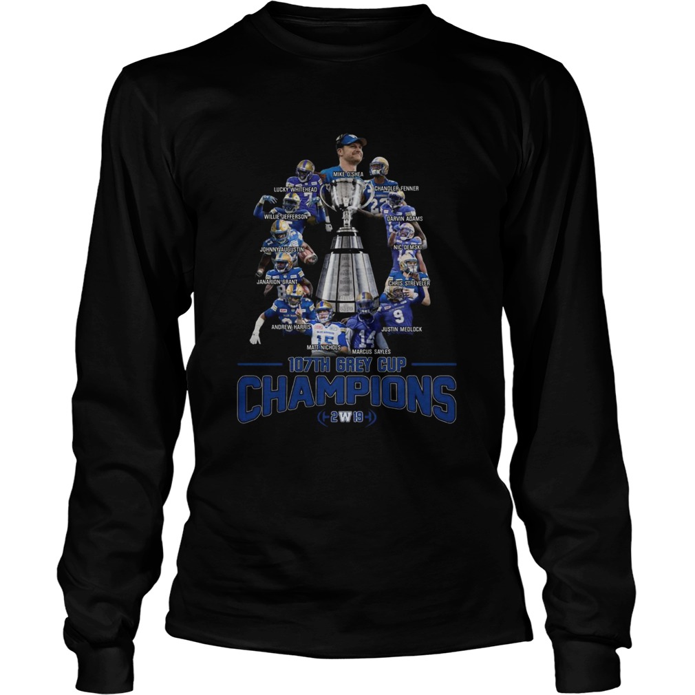 107th Grey Cup Blue Bombers Players Champions 2019 LongSleeve