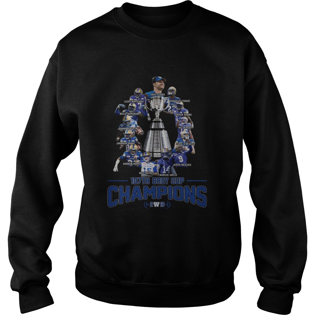 107th Grey Cup Blue Bombers Players Champions 2019 Sweatshirt
