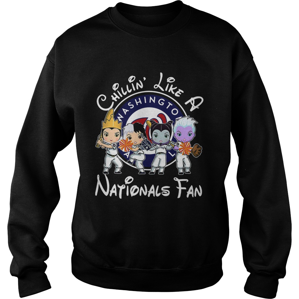 1572664243Cruella De Vil Evil Queen Ursula Maleficent Chillinâ€™ like a Washington Nationals fan Sweatshirt