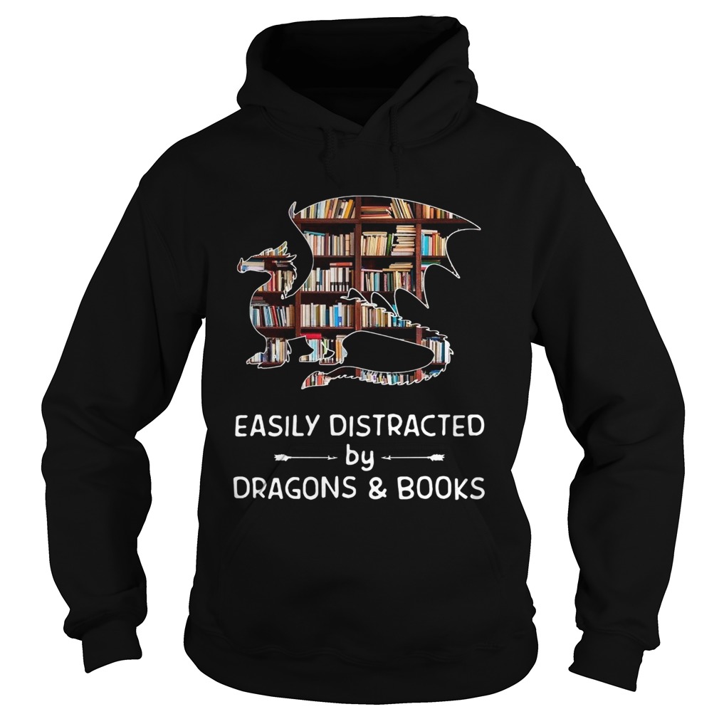 1572853729Dragon And Books Easily Distracted Hoodie