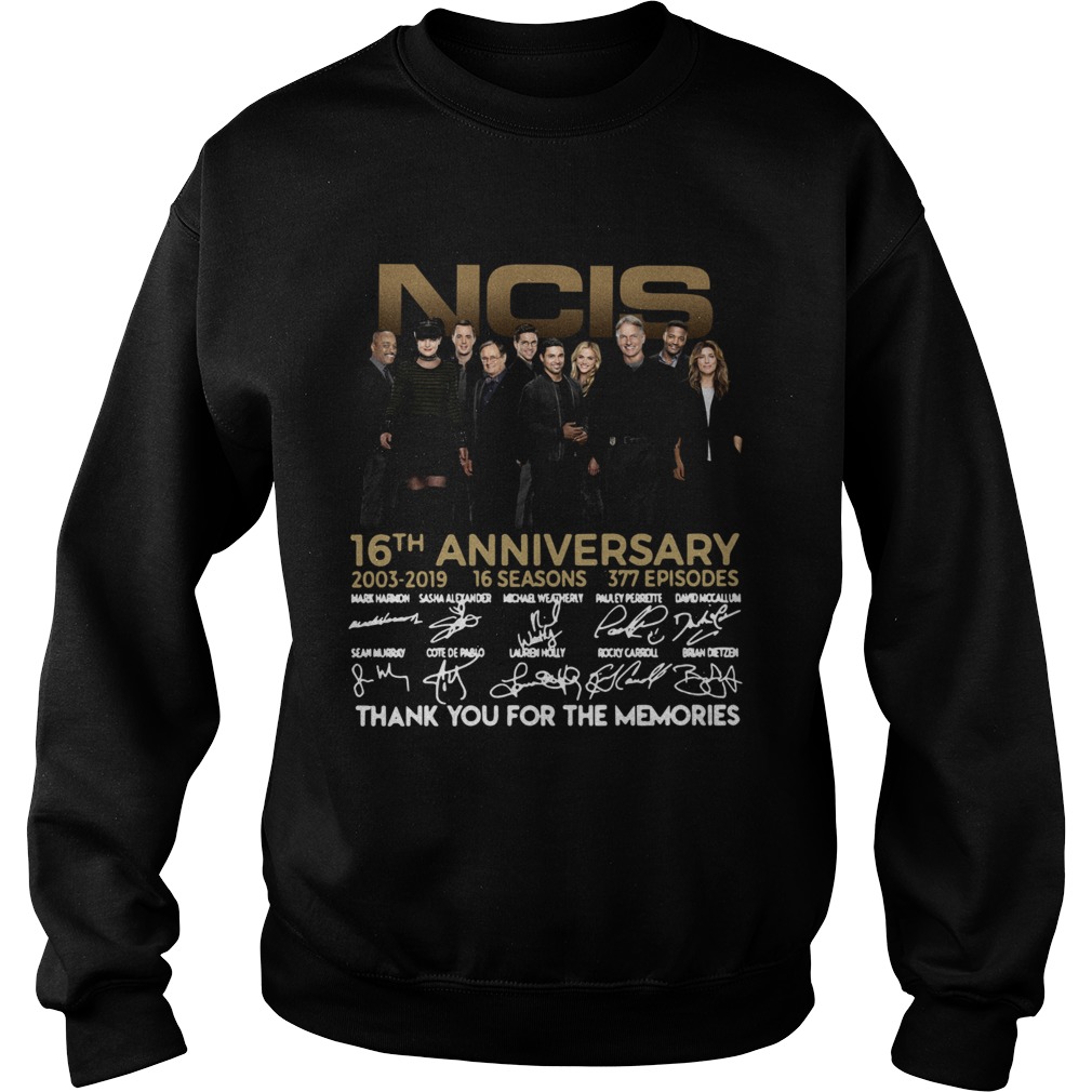 16th Anniversary 2003 2019 Signature Thank You For The Memories Sweatshirt