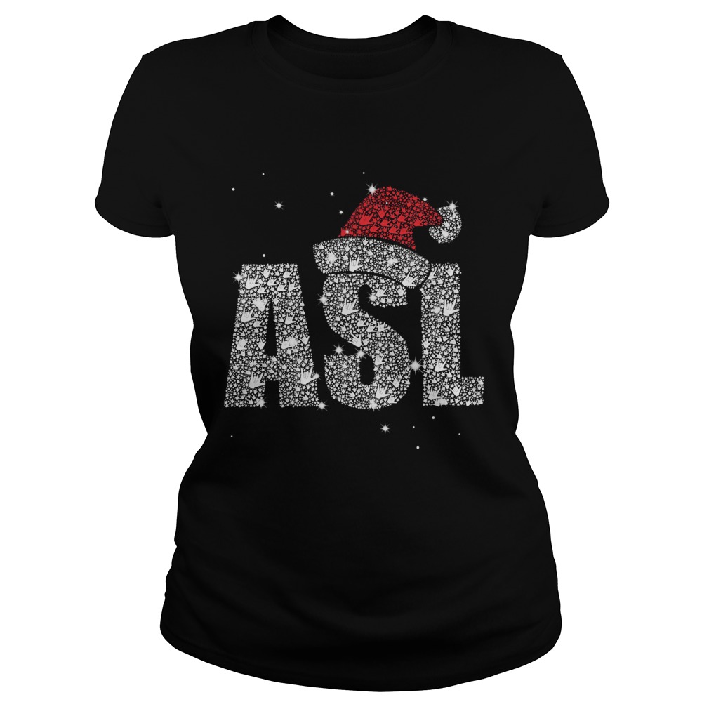 ASL American Sign Language Santa Hat Sparkle Christmas Classic Ladies