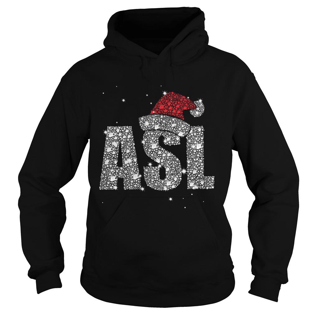 ASL American Sign Language Santa Hat Sparkle Christmas Hoodie