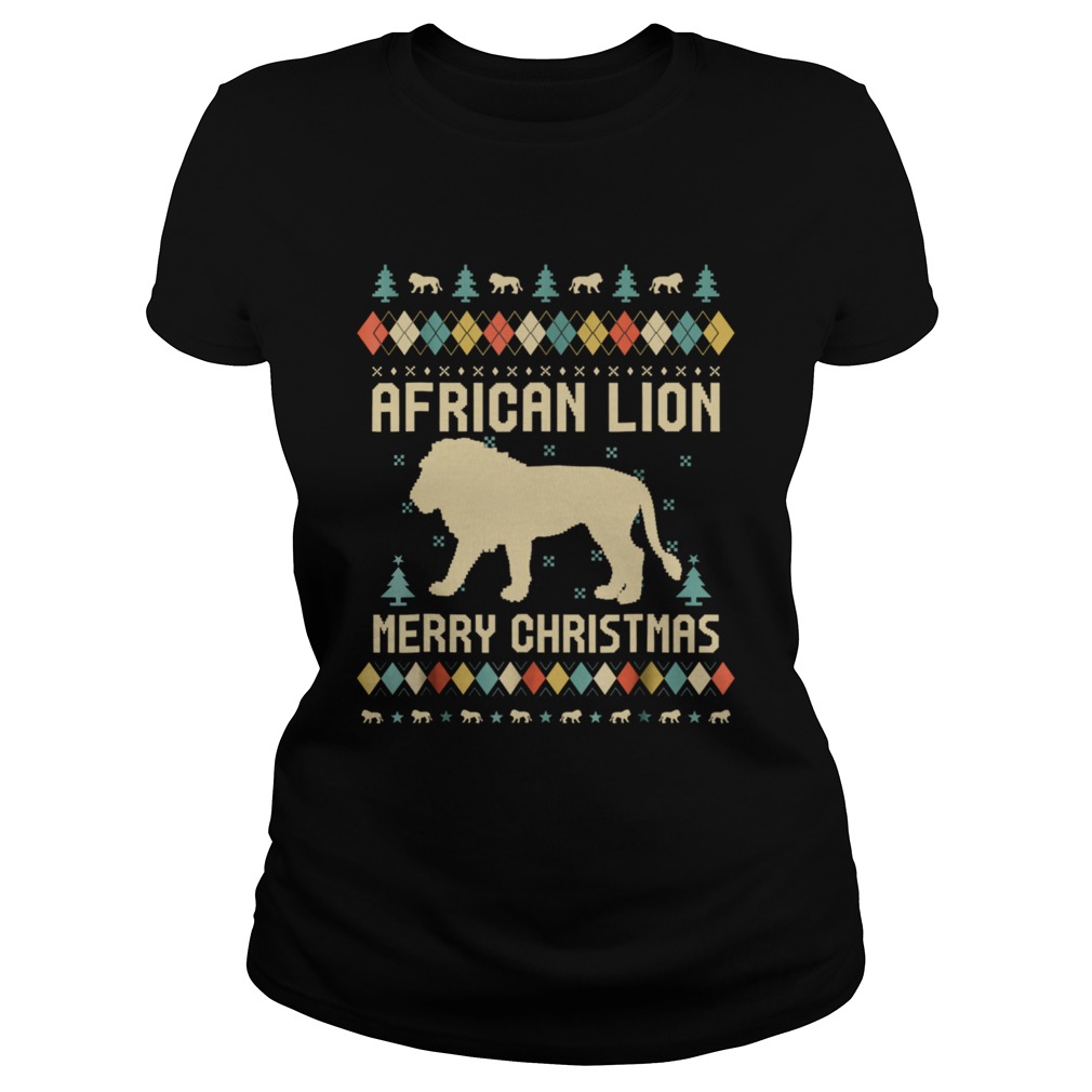 African Lion Christmas T Shirt Vintage Retro Classic Ladies