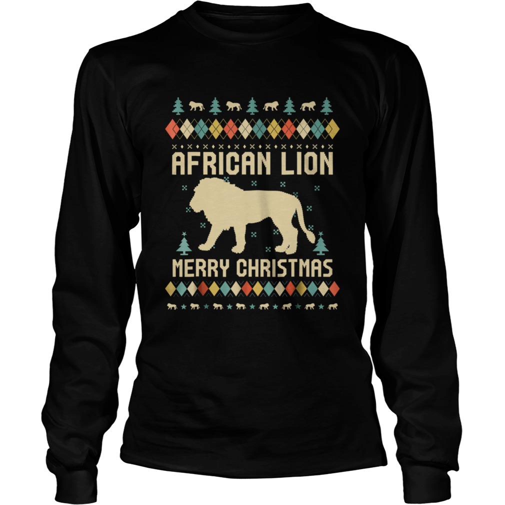African Lion Christmas T Shirt Vintage Retro LongSleeve