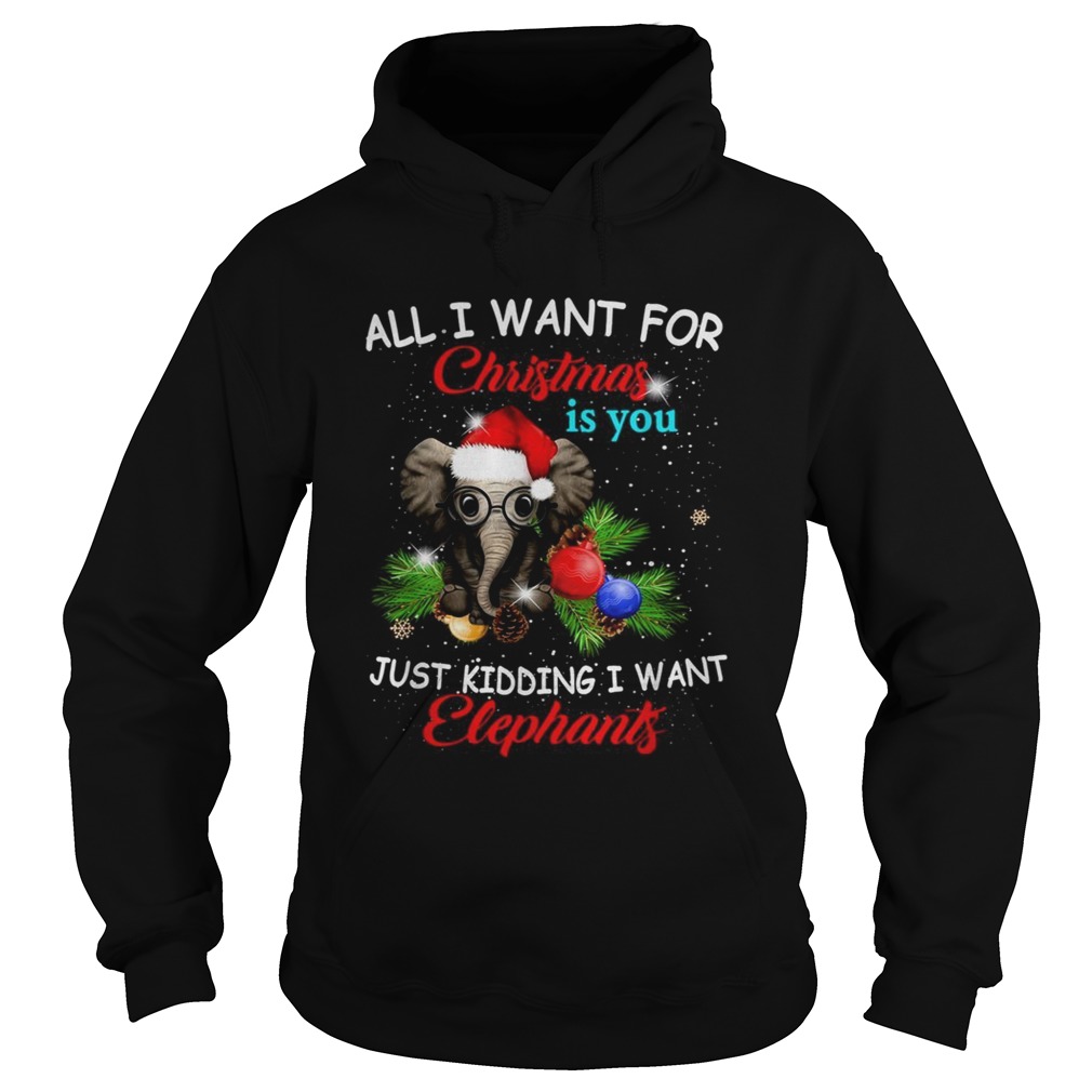 All I want for Christmas is you just kidding I want elephants Hoodie