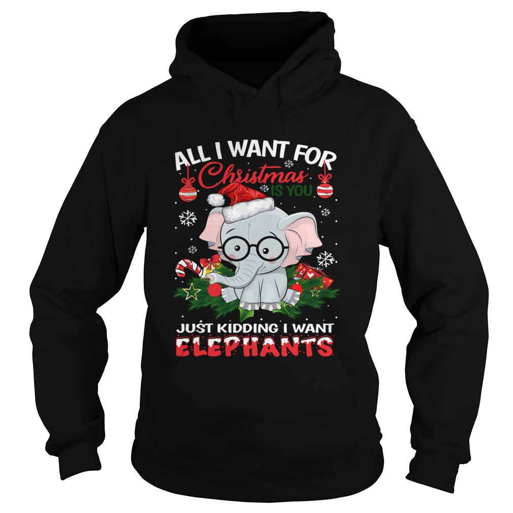 All I want for christmas is you just kidding I want Elephants Hoodie