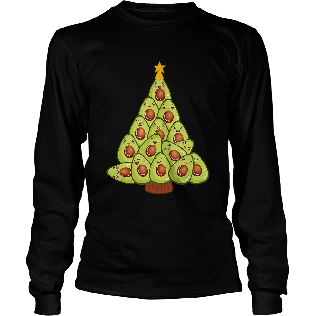 Avocado Christmas Tree Funny Vegan Green Guac Gift LongSleeve