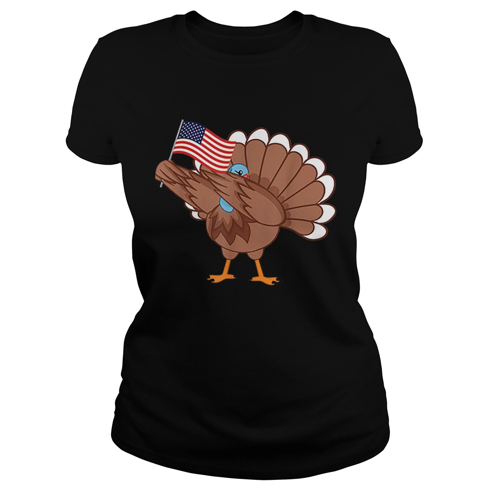 Awesome Dabbing Turkey America Flag Thanksgiving American Family Classic Ladies