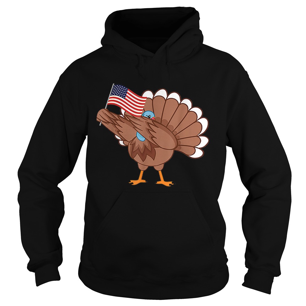 Awesome Dabbing Turkey America Flag Thanksgiving American Family Hoodie