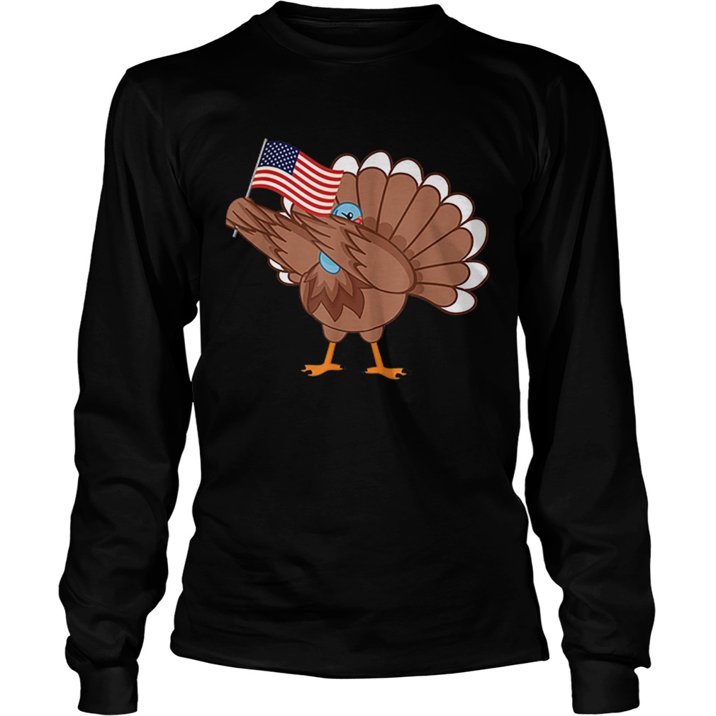 Awesome Dabbing Turkey America Flag Thanksgiving American Family LongSleeve