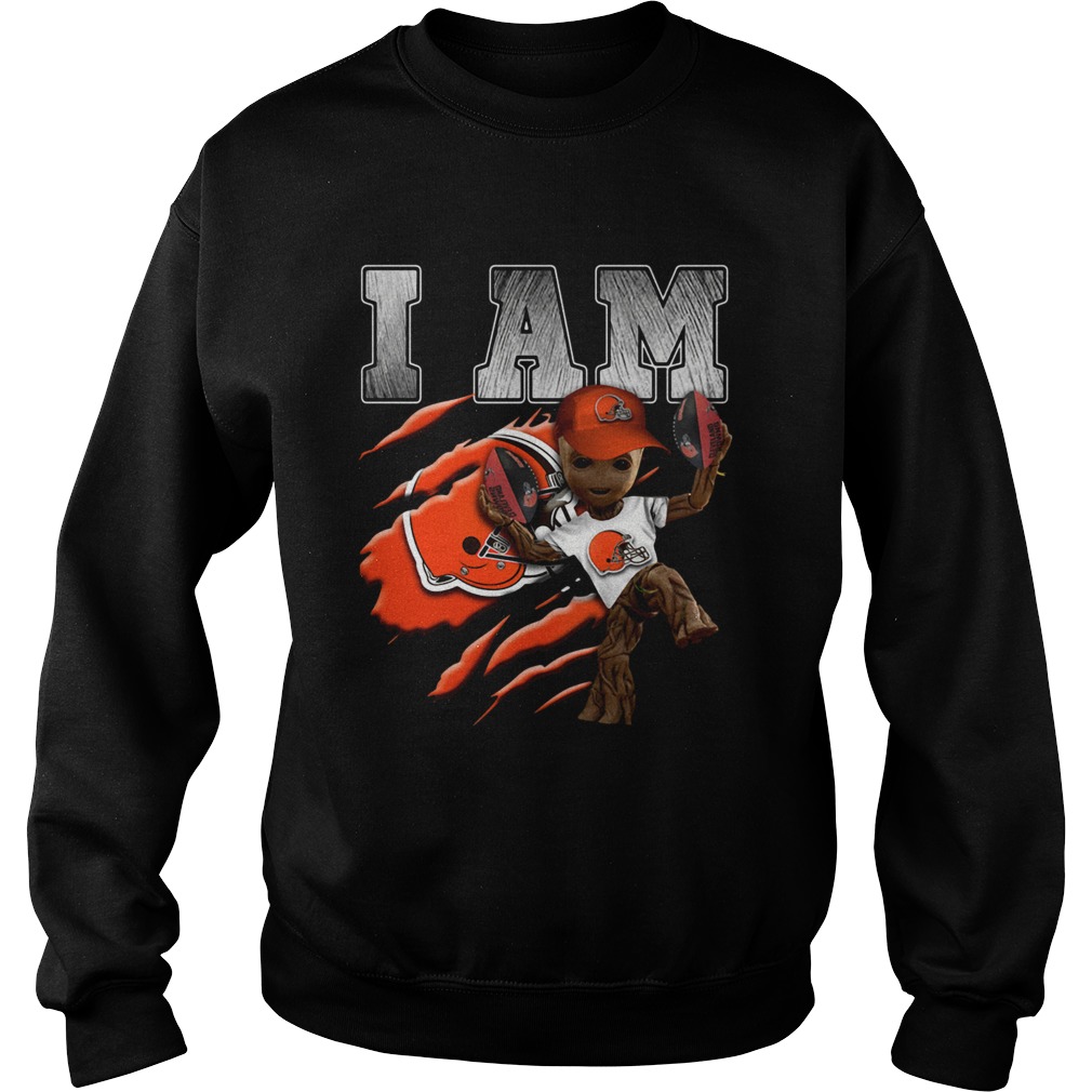 Baby Groot I Am Cleveland Browns Sweatshirt