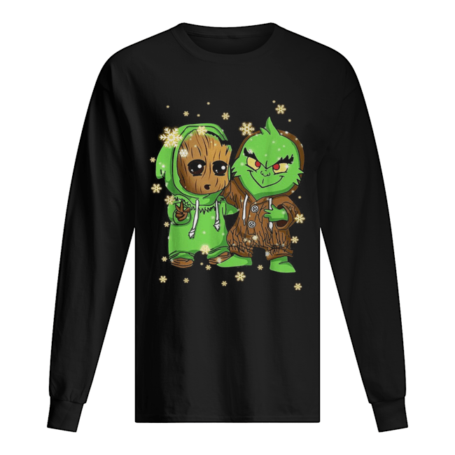 Baby Groot and Grinch Christmas Long Sleeved T-shirt 