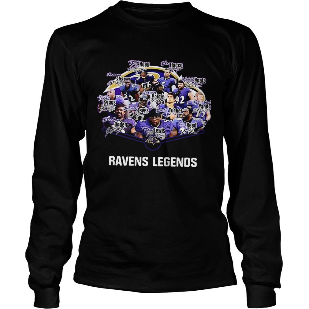 Baltimore Ravens Terrell Suggs Ray Lewis Ed Reed Joe Flacco Legends Signatures LongSleeve