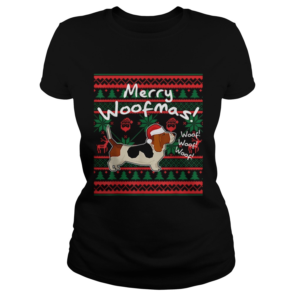 Basset Hound Dog Merry Woofmas Christmas Santa Dog Classic Ladies